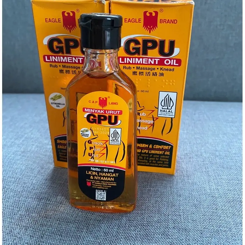 Dầu Gừng Xoa Bóp GPU Minyak Urut Indonesia 60ml