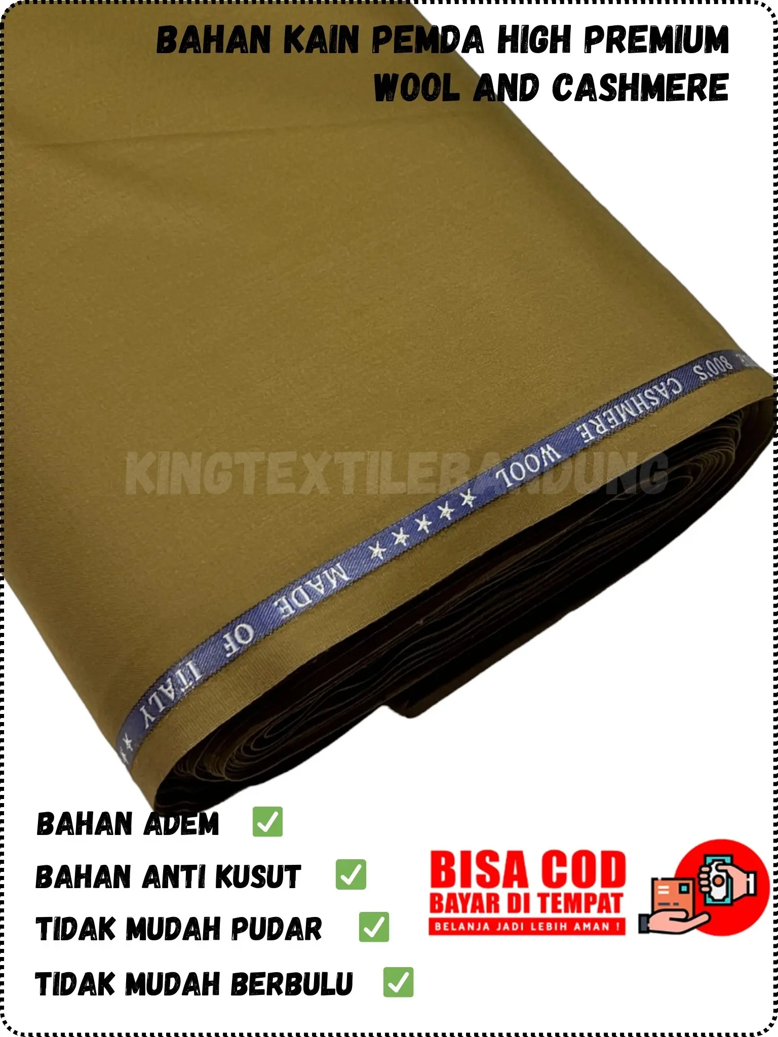 KAIN PEMDA KATUN HIGH PREMIUM HUGO FEEL WOOL & CHASMERE SUPER ADEM LEMBUT