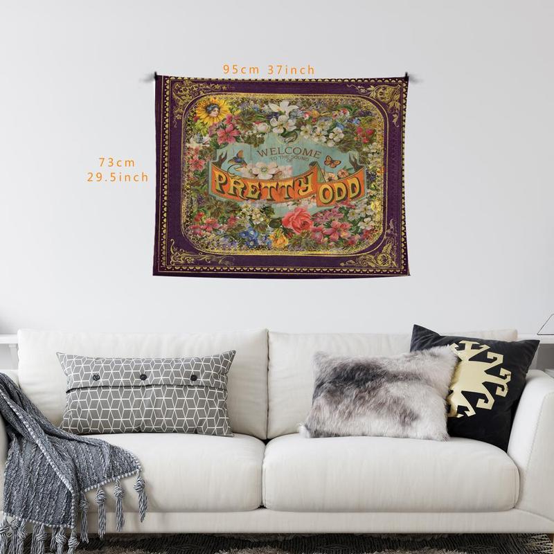 Vintage Letter & Flower & Border Pattern Tapestry, Aesthetic Classical Creative Wall Hanging Decor, Wall Art Decor for Home Living Room Bedroom Gallery Dinning Room 5