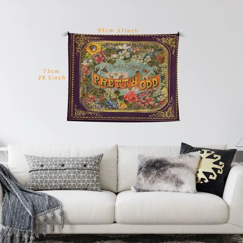 Vintage Letter & Flower & Border Pattern Tapestry, Aesthetic Classical Creative Wall Hanging Decor, Wall Art Decor for Home Living Room Bedroom Gallery Dinning Room 5