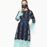 Gambar Batik Etniq Craft Dinar Long Dress Tenun Brokat Obi Set Masker-Navy - M dari Batik Etniq Craft Kota Bekasi 1 Tokopedia