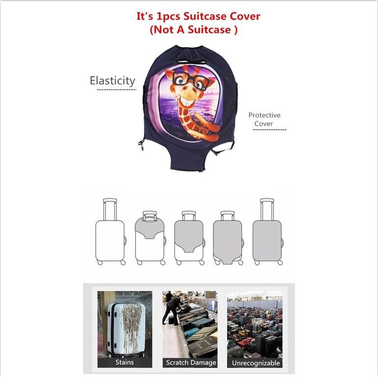 Product Introduction of Vỏ Vali Du Lịch, Thiết Kế Họa Tiết Cần Cẩu Vương Miện Đỏ Với Cây Và Hoa, Vỏ Ốp Đàn Hồi, Thích Hợp Cho Túi Xách 18-32 Inch, Vỏ Chống Bụi Hành Lý, Phụ Kiện Du Lịch Nữ Len Kem 24