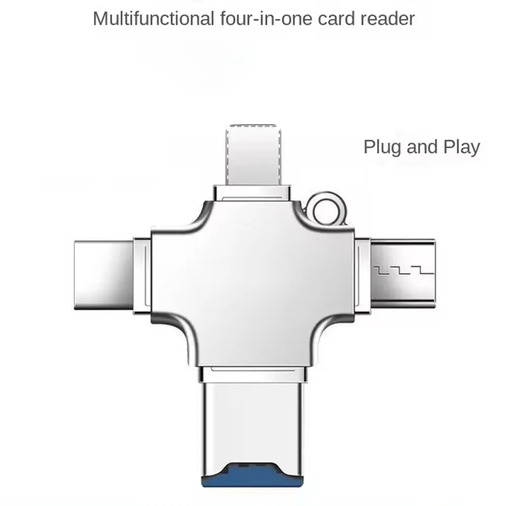 4 in 1 Type-C USB Micro Usb Otg Card Reader Adapter Micro SD TF Usb Flash Drive Reader Usb Stick Memory Stick USB Flash for Laptop Macbook Mobile Phone Tablet Camera