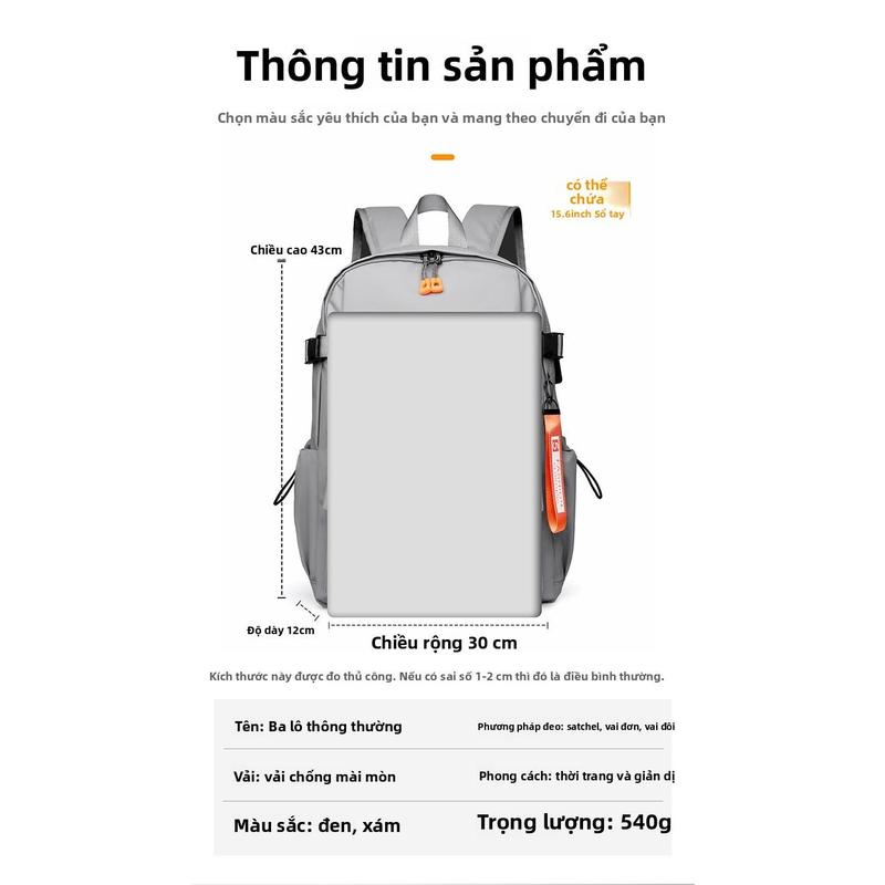 Ba Lô Laptop, Không Thấm Nước, Chống Sốc, Dành Cho Nam Giới, Được Làm Bằng Vải Oxford Chất Lượng Cao, Với Dung Lượng Lưu Trữ Lớn, Thiết Kế Nhiều Ngăn Tiện Lợi 9