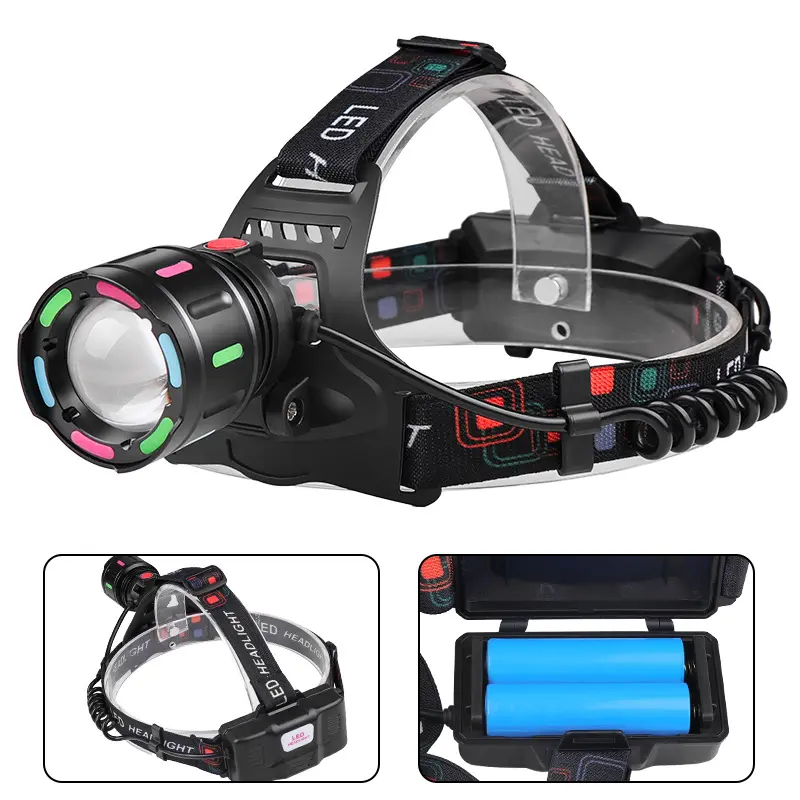 New Style White Laser Long Light Flashlight Bulb Rechargeable Outdoor Night Fishing Mountaineering Zoom Head-Mounted Flashlight 8