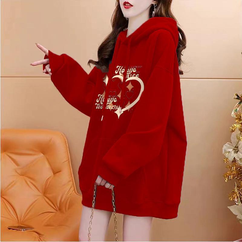 Áo Nỉ Có Mũ Trùm Đầu, Dày Dặn, Lót Lông Cừu, Dáng Rộng Vừa Vặn, Dài Trung Bình Phong Cách Hàn Quốc, Dành Cho Nữ, Mùa Thu Và Mùa Đông, Hàng Mới Về, 2024 1