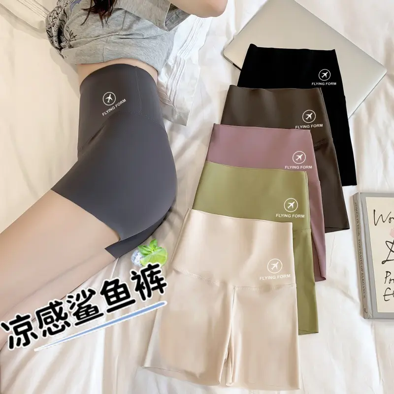 2024 Summer Thin Shark Pants Belly Contracting Hip Lifting Safety Pants Anti-Exposure Pull up Support One Third Legging Safety Shorts