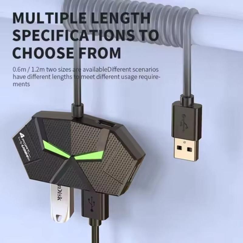 Hub Bộ Chia USB Cầm Tay 4 / 7 Cổng, Trạm Đế Cắm Tốc Độ Cao, Bộ Chia USB 3.0 Và USB2.0 Đa, Phụ Kiện Máy Tính, Chiều Dài 0,6m / 1,2m 3