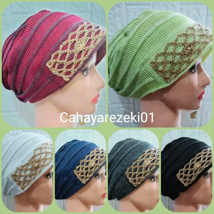 Ciput Nenek bahan Rajut Bunga Rambang Pernikahan Jilbab Dalaman inner hijab