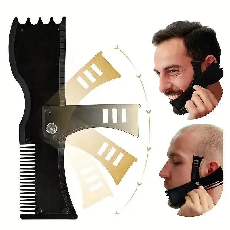 Random Color Rotatable Beard Styling Comb, 1 Box Adjustable Beard Styling Ruler, Professional Beard Styling Tool For Men