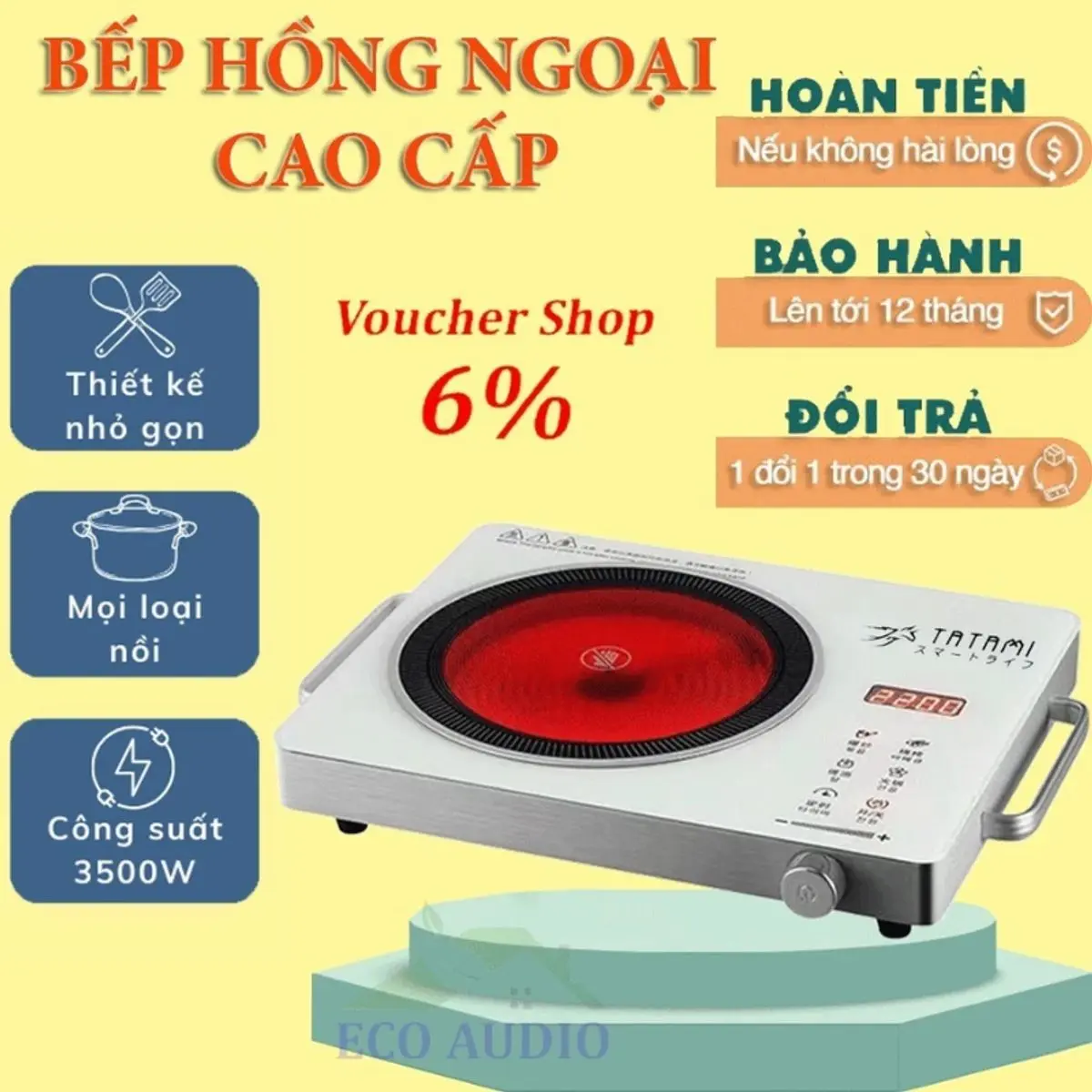 Bếp Hồng Ngoại TATAMI, Bếp Điện Hồng Ngoại Không Kén Nồi Điều Khiển Cảm Ứng Công Suất Lớn 3500W