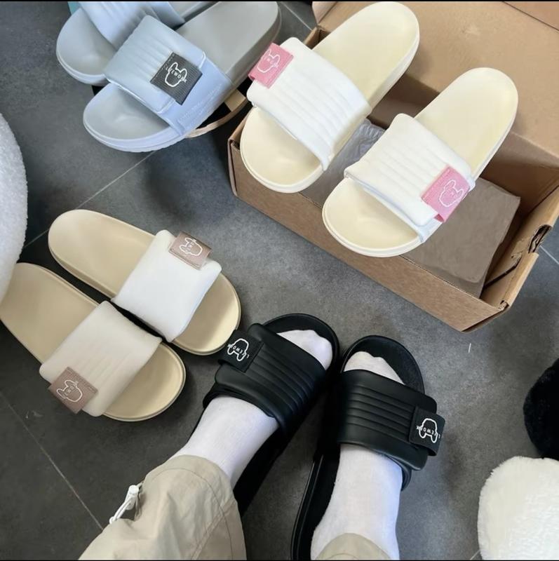 (Chuẩn size) Dép quai dán xé tem thêu hot nam nữ, dép lê nam nữ có sẵn 3 màu DéP Slipper Đế Bằng