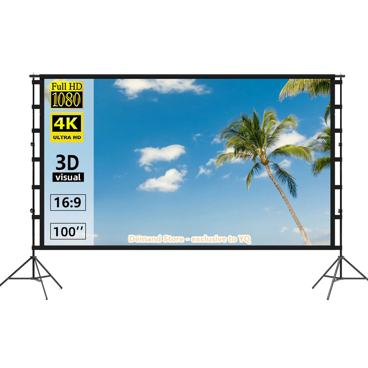 NEVIS Projector Screen with Stand 100 120 inch Portable Projection Screen 16:9 4K Indoor Outdoor Movies Screen with Carry Bag
