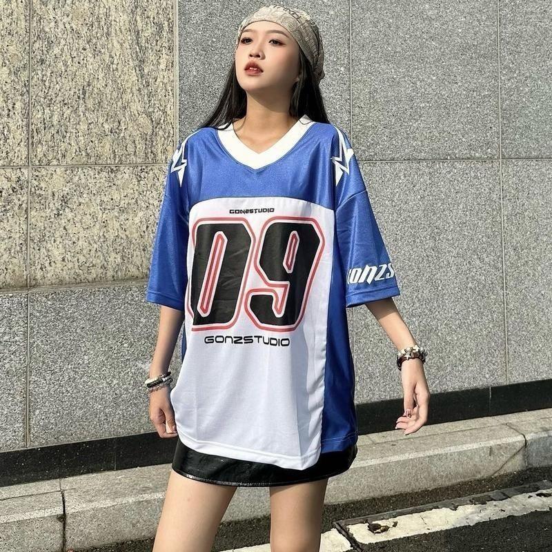 Áo Thun Số, Cổ Chữ V, Thiết Kế Số 09, Kiểu Áo Bóng Đá 3