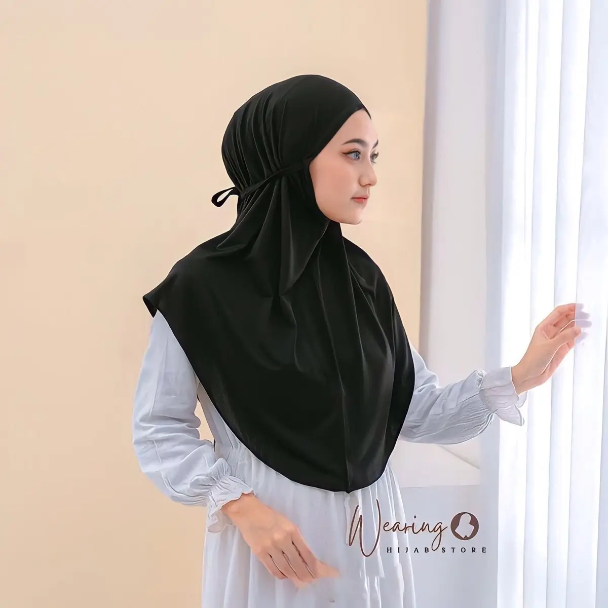 Jilbab Bergo Jersey Non Pad Tali Instan Ukuran M Muslim