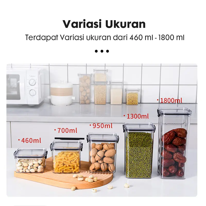 Toples kotak Makanan Snack Penyimpanan Kedap Udara Warna Anti Bocor Acrylic Kulkas Putih 7