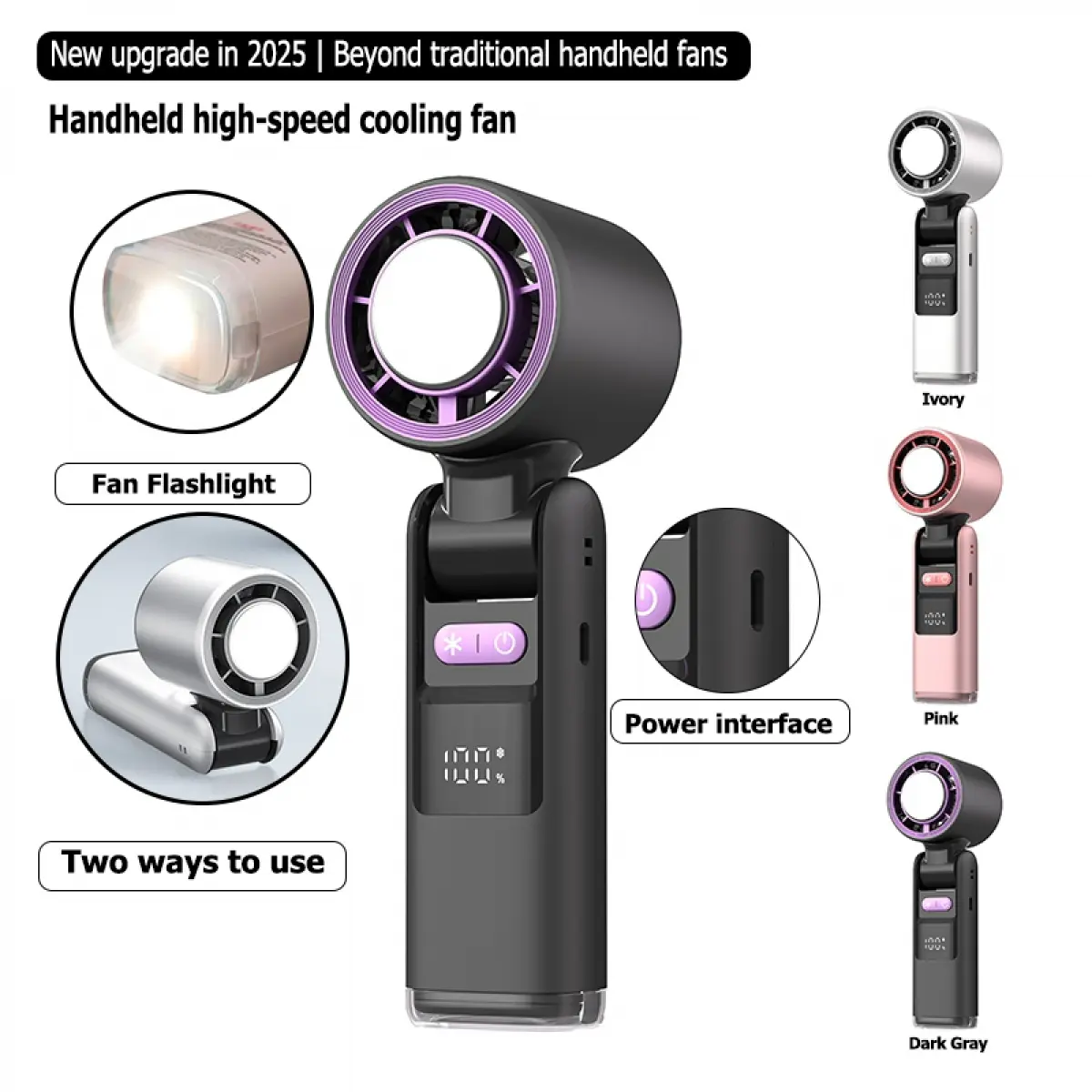 SG ⚡️Ready stock⚡️2025 new 8000MAH  Mini Fan Portable Fan Rechargeable Cooling Handheld Fan Strong Wind 100 Gear Wind Digital Display Adjustable Turbo Fan