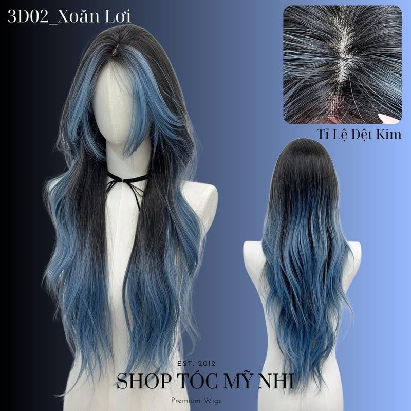 Tóc Giả Mỹ Nhi Nguyên Đầu 3D02 Xoăn Lơi Nhẹ 65cm (Phân Khúc DÁN KEO)