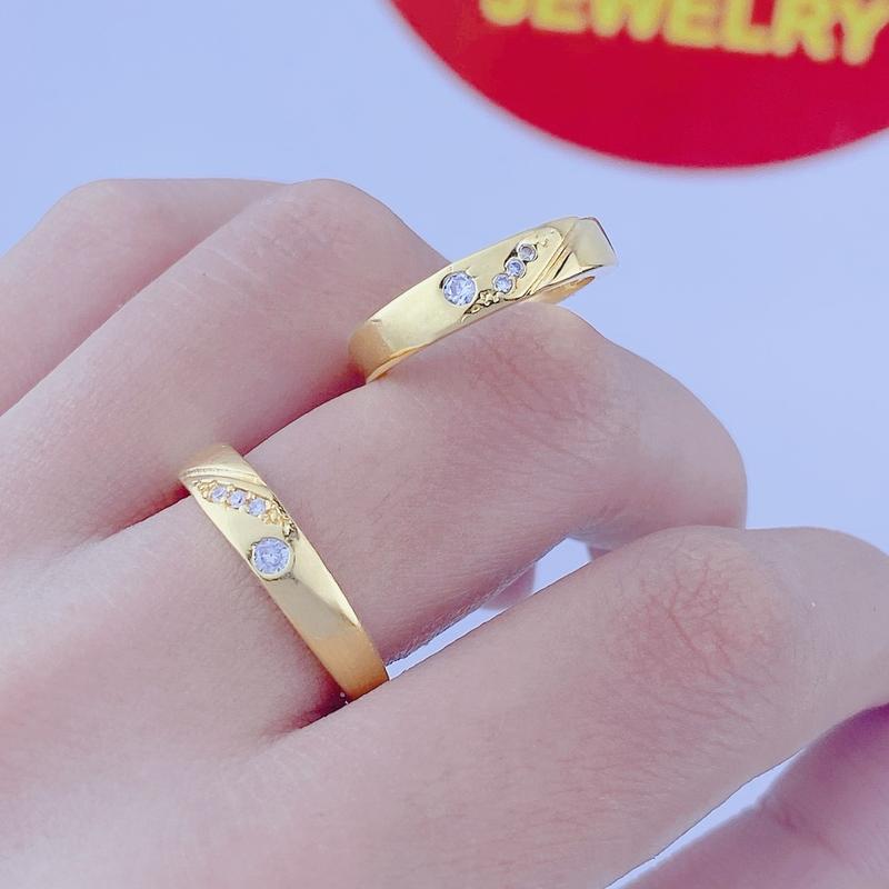 Nhẫn cặp tình yêu 03 mạ vàng 18k bền đẹp - Trang sức bảo long