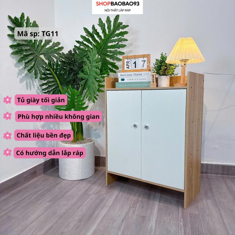 Kệ Giày Gỗ Tủ Đựng Giày Dép Chất Liệu MDF Chống Nước Hiện Đại - TG11