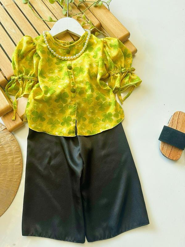 NGỌC KIDS Bộ áo bà ba và quần vải lụa cho bé gái 6-24kg