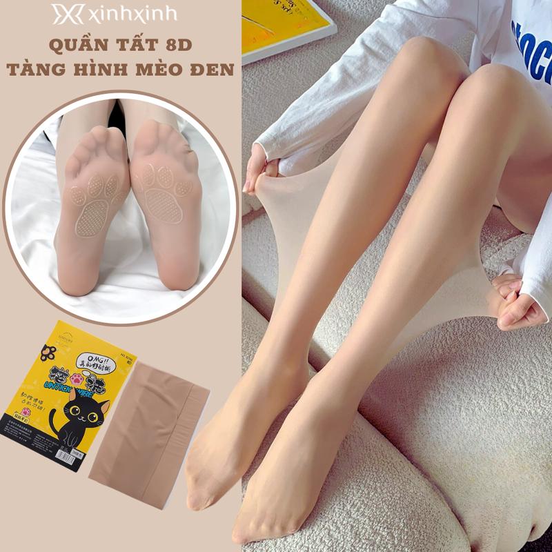 Quần Tất Mèo Đen Cao Cấp Trong Suốt Tàng Hình Siêu Dai Chống Trượt Bàn Chân Dành cho Nữ vớ che