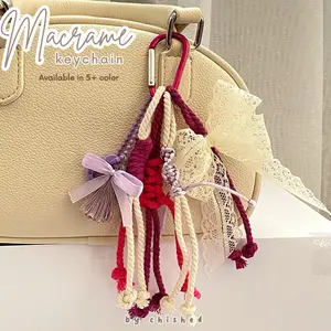 Gantungan Tas Tali Ikat Rumbai Pita/ Keychain Macrame/ Bag Charm Tali Manik MANDAPITA