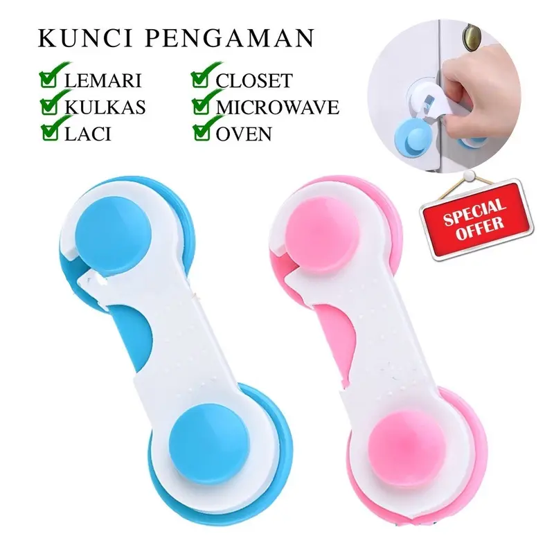 ALISA - ISI 4 KUNCI PENGAMAN LACI LEMARI KULKAS / PENGAMAN PINTU KULKAS LEMARI 1