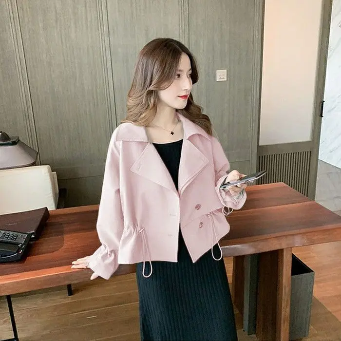 Nữ thần của áo khoác trench với dây rút từ phong cách Hàn Quốc của áo khoác nữ mới là một chiếc áo khoác nhỏ, nấu chín nhẹ. 5