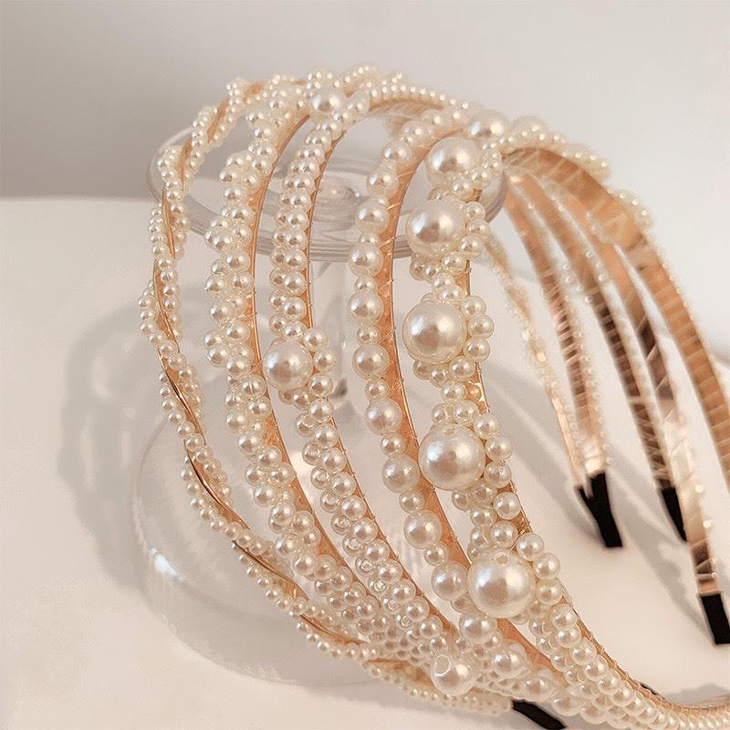  Băng đô bờm cài tóc ngọc trai đính đá phong cách Hàn Quốc AAA iLita mấn áo dài tết cô dâu cho nữ tiểu thư đẹp sang trọng 