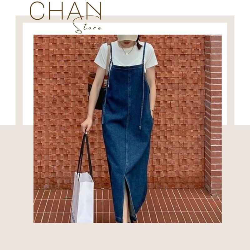 [Sẵn] Yếm váy jean hai dây xẻ tà dáng chữ A phong cách hàn quốc Nữ Dress M4 Women 0