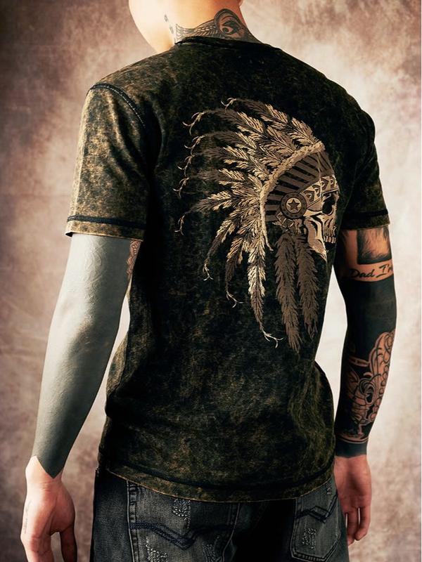 Áo Thun Nam In Hình Thổ Dân Mã Số 146 Cotton Co Giãn 4 Chiều Màu Đen Và Trắng Phong Cách Bụi