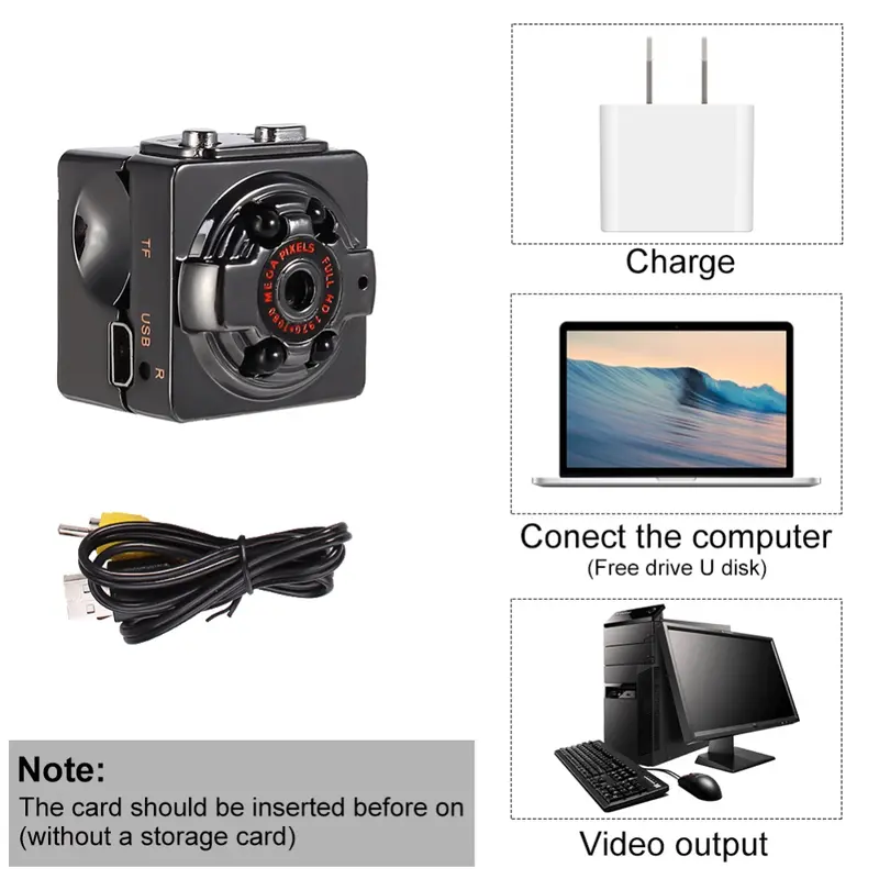 Máy ảnh mini SQ8, bí mật Nhỏ độ phân giải 1080p HD, máy ảnh video thông minh, tầm nhìn ban đêm, cảm biến chuyển động, không dây, DVR, máy quay Video 5