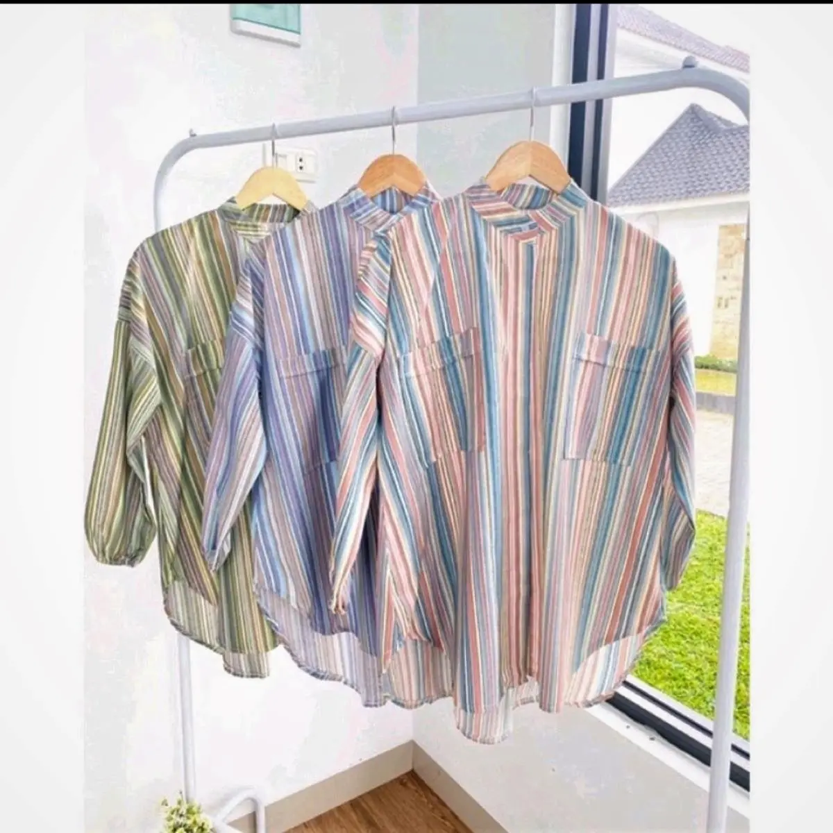 Gege-SIERRA CANDY STRIPE TUNIK WANITA Setrip Baju Katun Motif Panjang Oversize