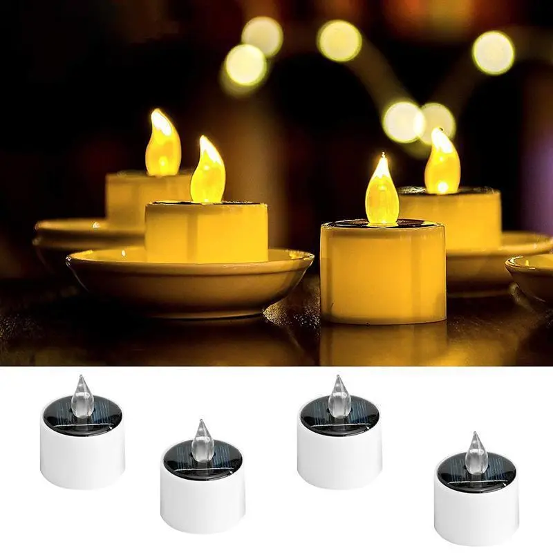 Nến LED, Đèn năng lượng mặt trời, Sử dụng ngoài trời và trong nhà, Đèn trà năng lượng mặt trời, Không thấm nước, Nến không lửa, Đèn ngủ, Thích hợp cho tiệc tùng, đám cưới và trang trí lễ hội, Màu trắng ấm 2
