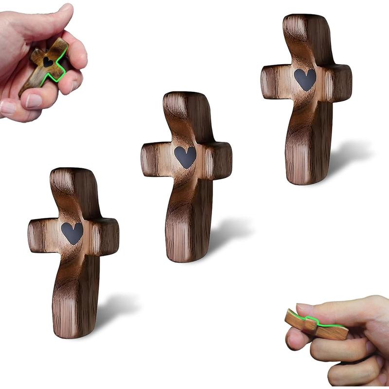 Wooden Cross Fidget, Cross My Heart, Encouragement , Black Walnut ...