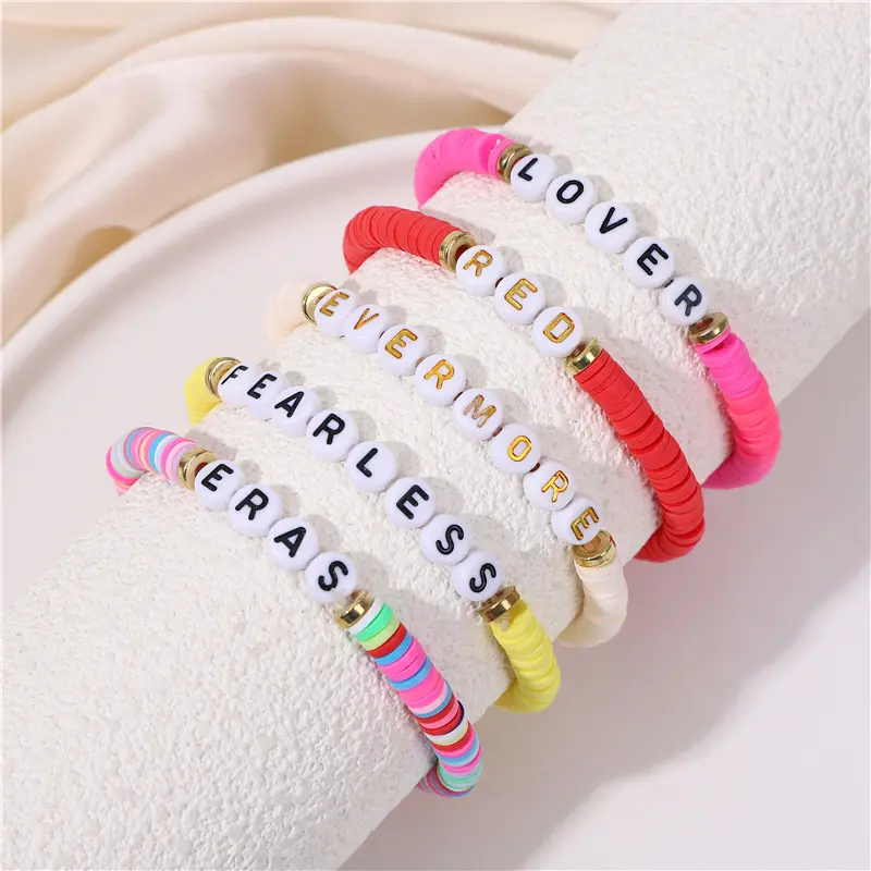 Fashion bracelet ins creative handmade love beaded bracelet European and American popular 6mm color soft pottery bracelet women's bracelet, SL111609SG.