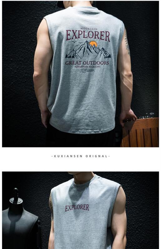 Product Introduction of Summer Sleeveless T-Shirt Vest For Men, Loose And Trendy Brand Ins, Large Size, Camisole, Half Sleeved, American Sports Short Sleeved T-Shirt 19