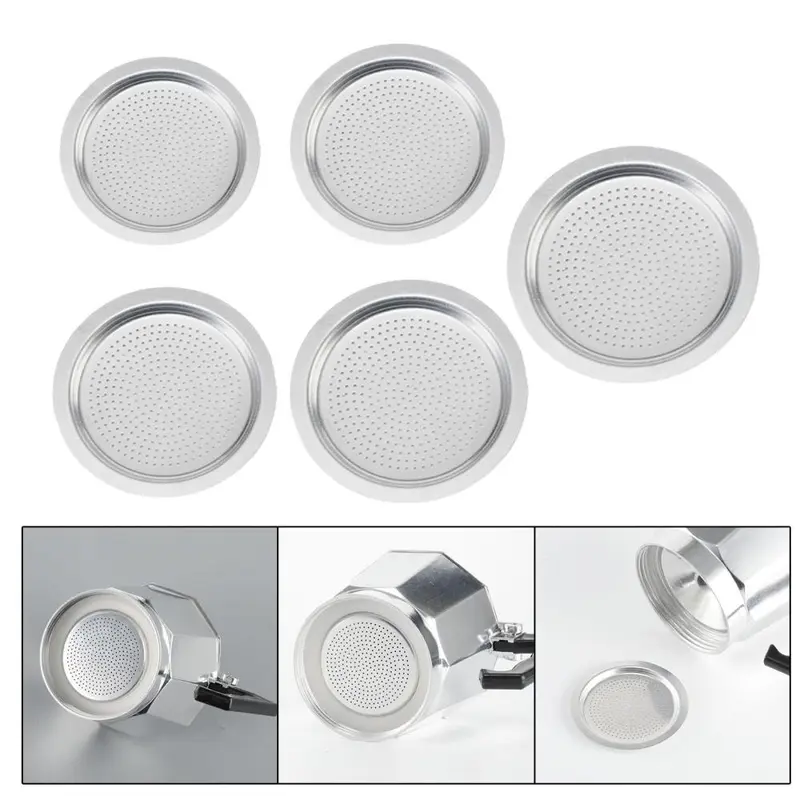 Bộ lọc máy pha cà phê Espresso, nồi Moka bằng nhôm, bộ lọc phễu, màn hình lọc mịn, bộ lọc máy pha cà phê thay thế, bền 3