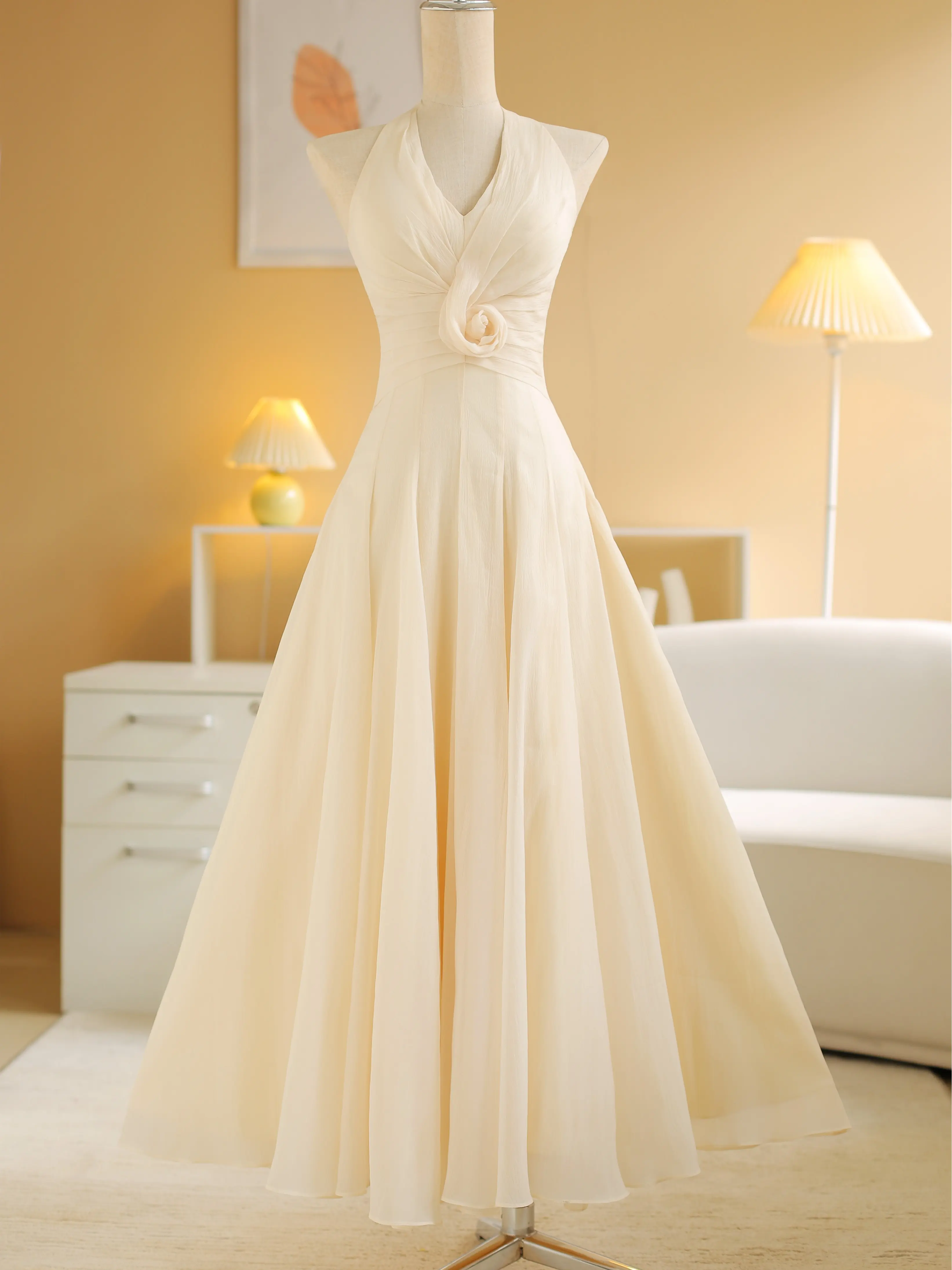SÒ VINTAGE - MALINA Đầm xòe dáng dài, quấn hoa eo tinh tế
