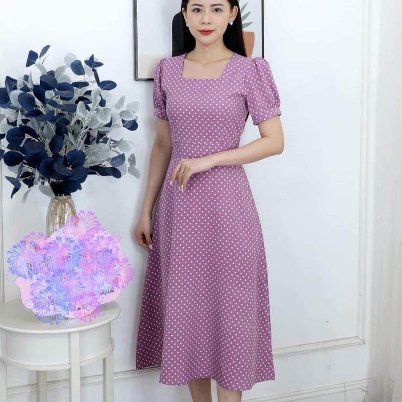 Mã G2 váy bi cổ vuông Váy chữ A 0