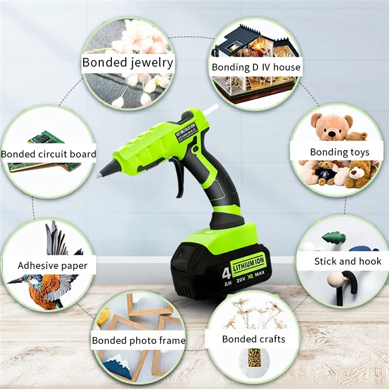Cordless Hot Melt Glue- for 18V Battery with 20 Sticks Electric Repair DIY Power Tool,with Glue-Stick