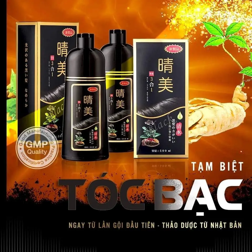 Dầu gội phủ bạc Komi Nhật Bản nhuộm tóc thảo dược chai 500ml