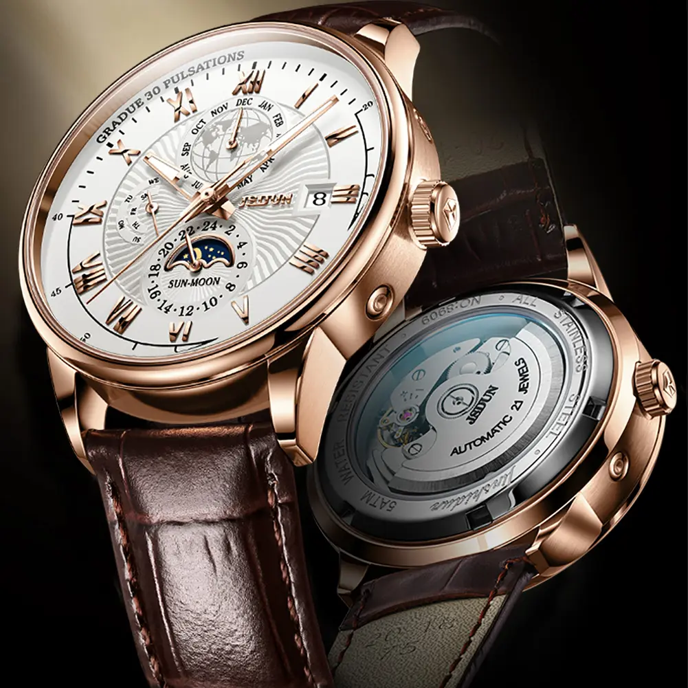 Men's Mechanical Watch Luminous Leather Strap Waterproof Man Watch Top Brand Luxury Business Watch For Men