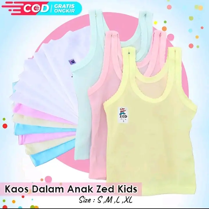 3pcs- ZED KIDS || Kaos dalam anak murah menyerap keringat || kaos dalam bayi new born || size S - 6L