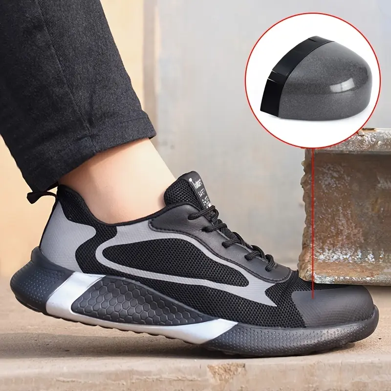Men Work Sneakers Air Cushion Safety Shoes Anti Smashing Anti Stabbing Work Shoes Breathable Mesh Steel Toe Shoes Boy Footwear 1