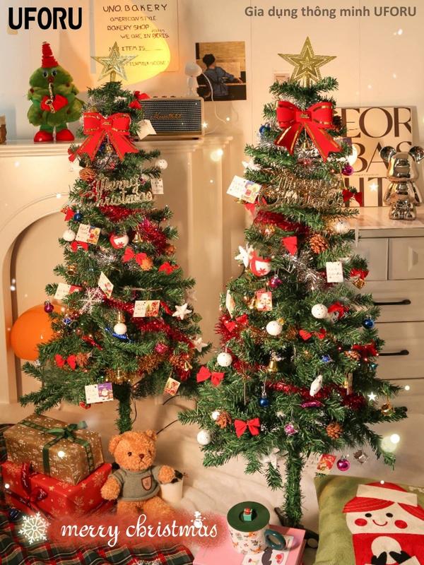 Cây thông noel trang trí giáng sinh 2024 cao 1m5 tán lá dày kèm đèn led phụ kiênh trang trí _Uf377 christmas wreath