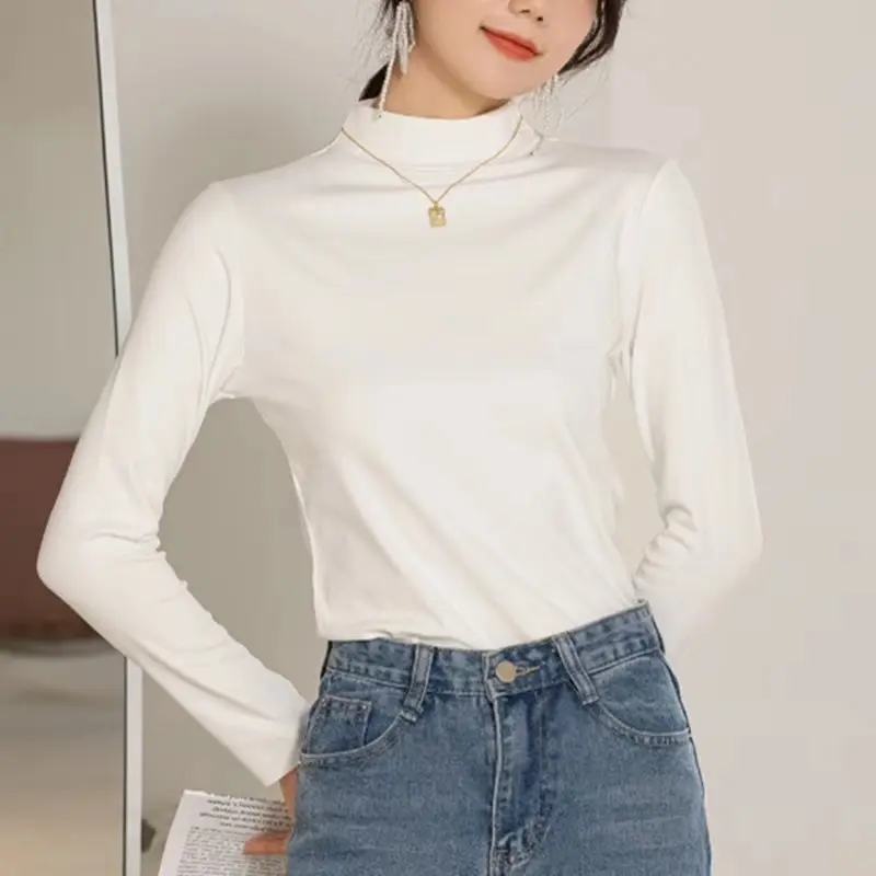 new korean cotton thermal top for women heattech long sleeves 2024 new korean cotton long sleeves slim thermal shirt