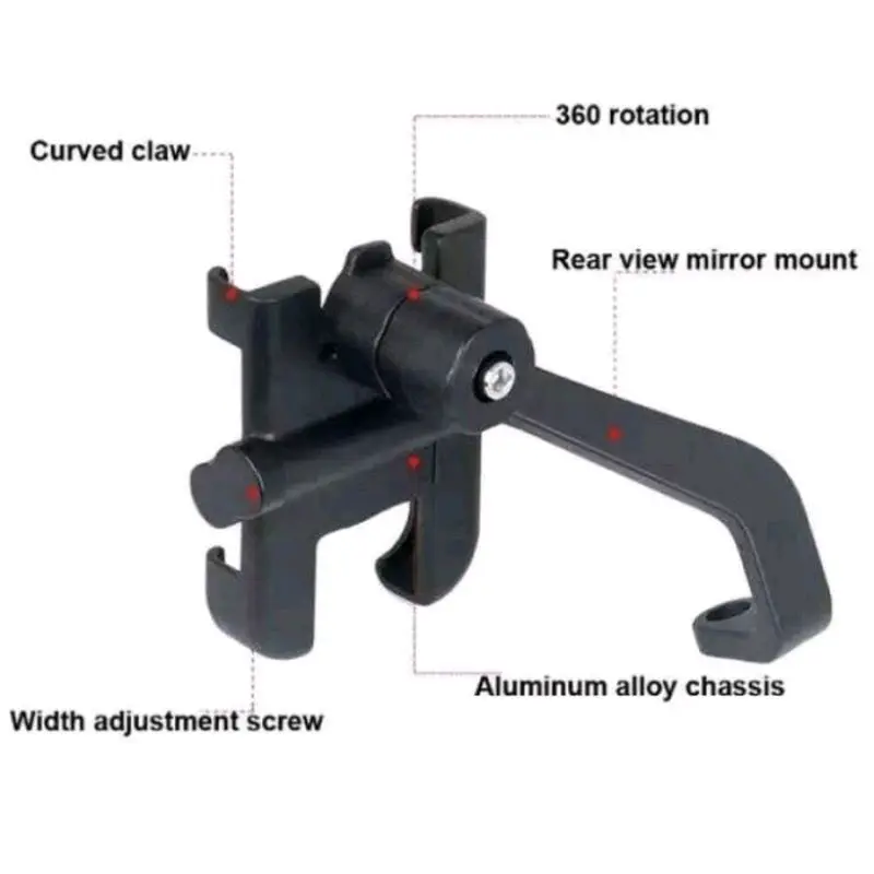 Holder HP Spion Motor Vario 125 150 160 Beat Aerox Nmax Mio Gear Sporty Fazzio Grand Filano Bahan Full Besi Hitam Kaca Ponsel 3