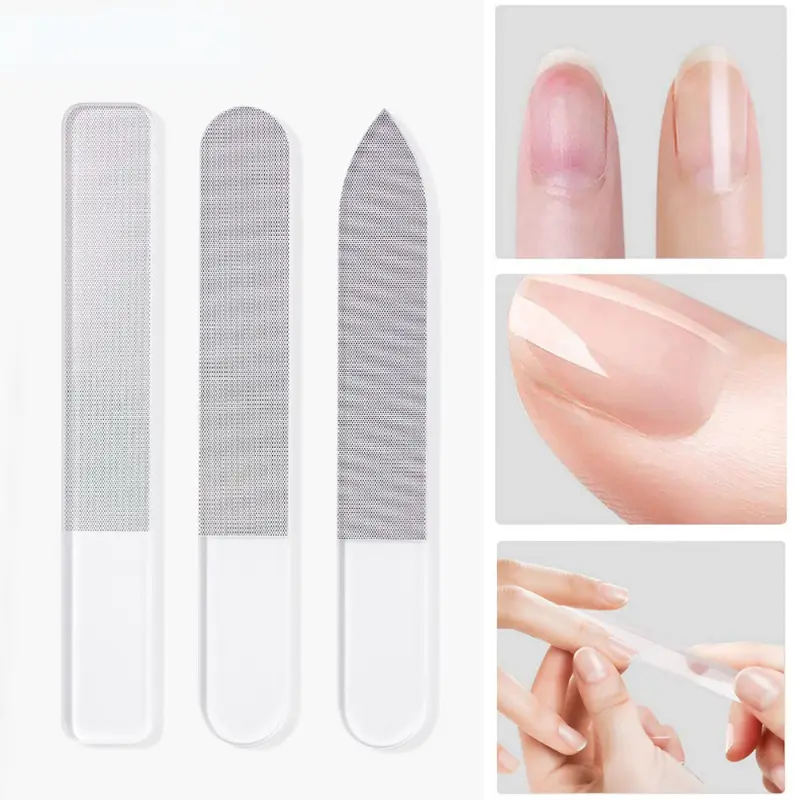 Professional Nano Glass Nail Files strip Baby Double-Sided Transparent crystal Polished Buffer with Case DIY Manicure Tool